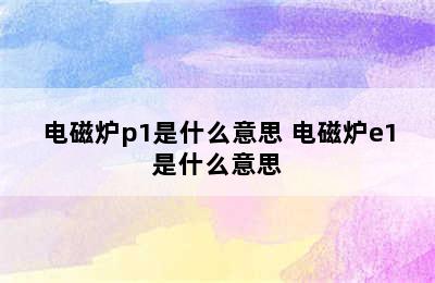 电磁炉p1是什么意思 电磁炉e1是什么意思